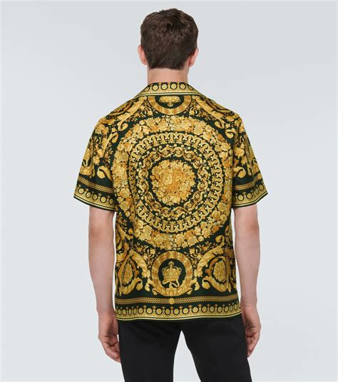 versace shirt insignia turqoise button|Versace barocco silk shirt.